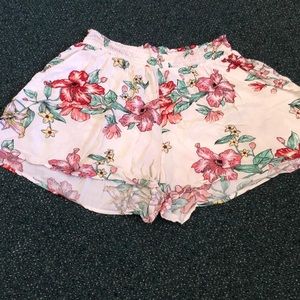 flowy floral shorts